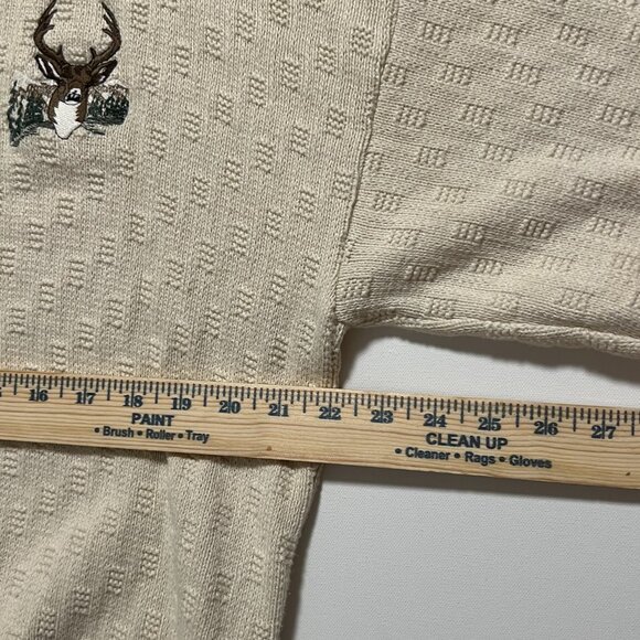 Fieldmaster Sweater Vintage Made in USA Deer Beige Men's size LT Large Tall - Picture 3 of 7